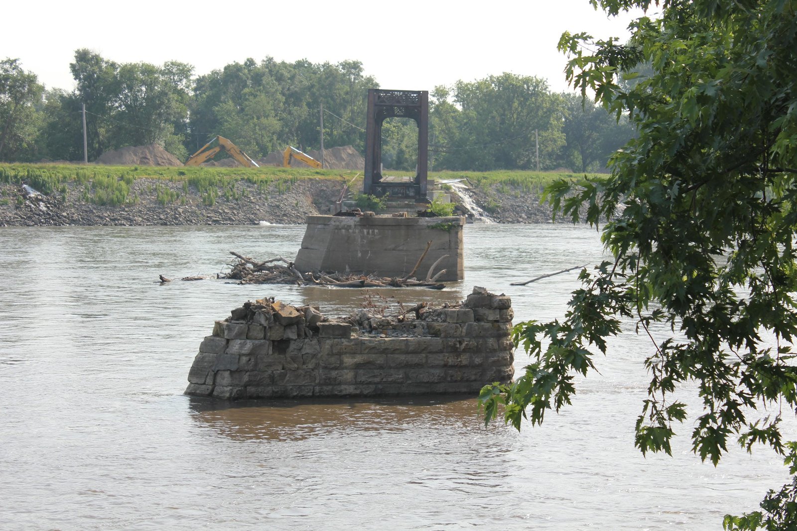 Looking west during demolition.  Only east span (span #1) remains
